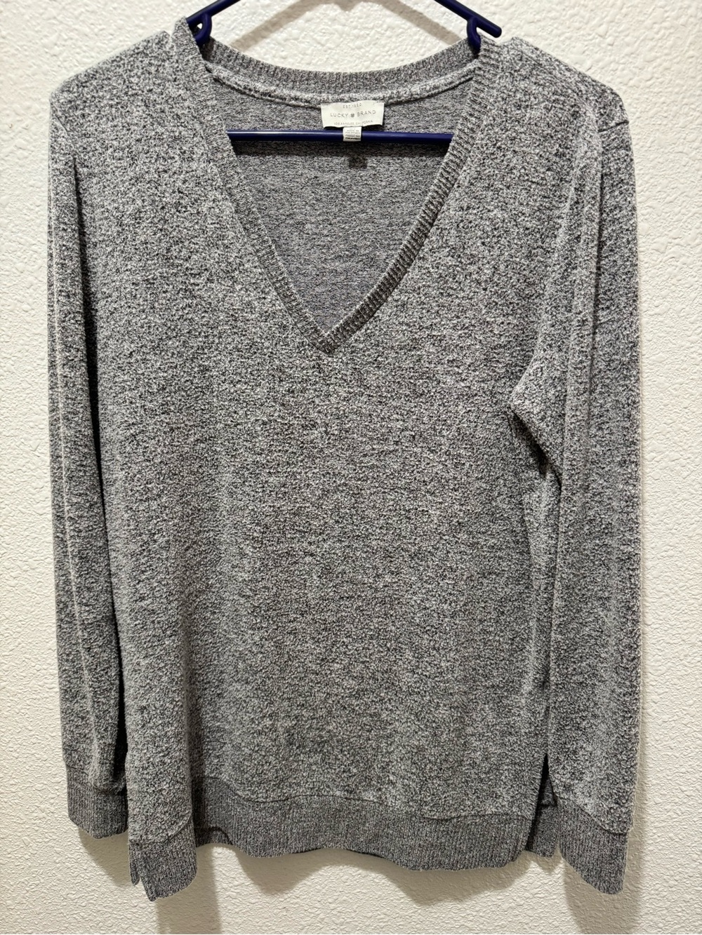 Lucky Brand Women’s Heather Gray V-Neck Sweater